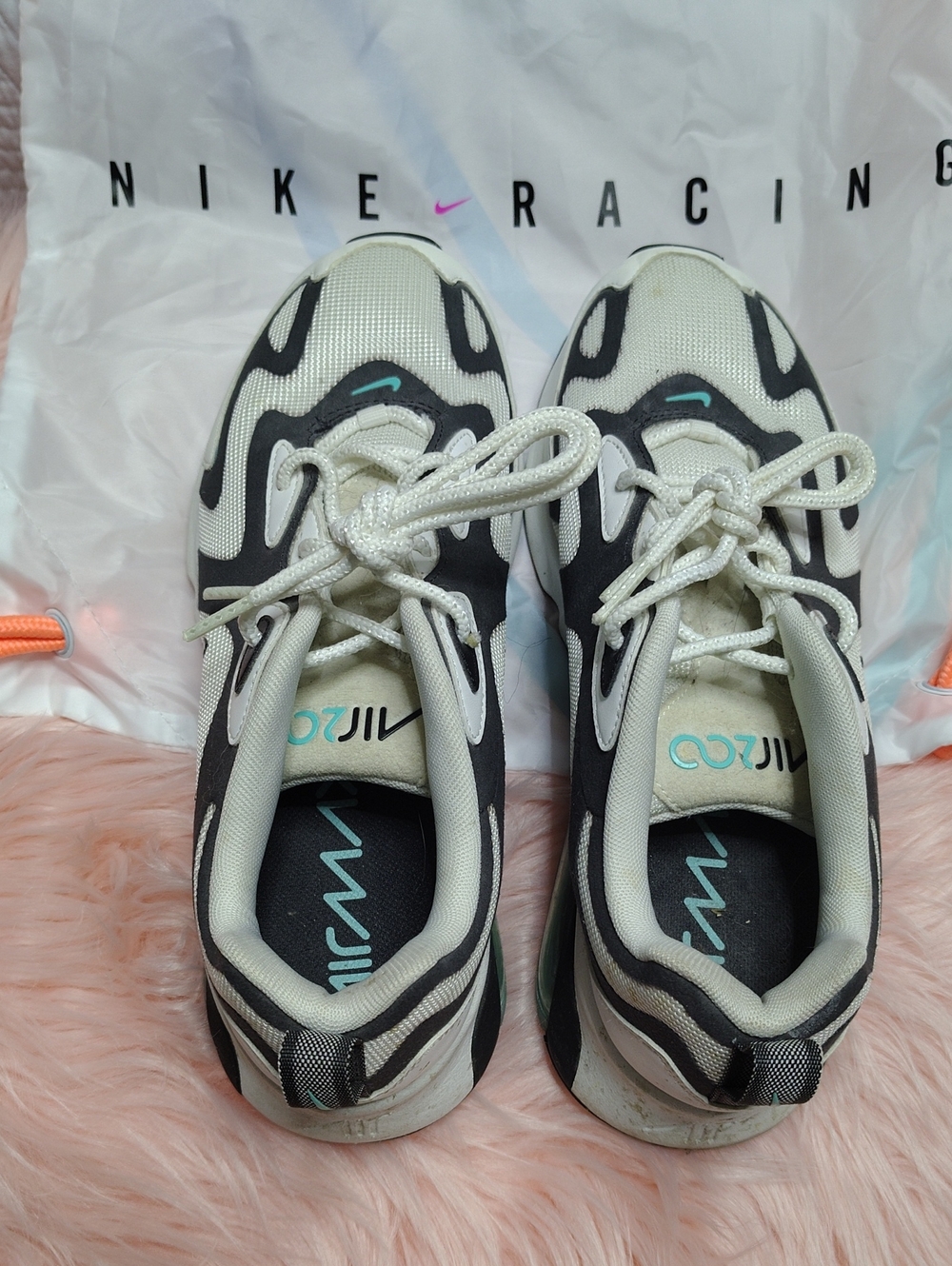 Nike Women's White and Black Sneakers with Teal Accents